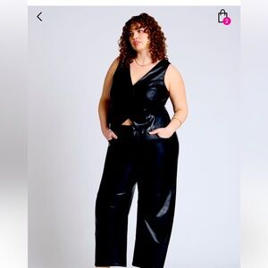 Brand New Sleek Style: Faux Leather Barrel-Leg Pants (Size 18, Extra Length